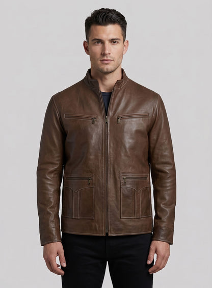 Soft Scottish Brown Washed&Wax Martin Lawrence Leather Jacket #2