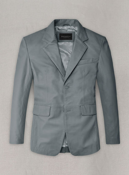 Soft Sherpa Gray Leather Blazer - LeatherCult