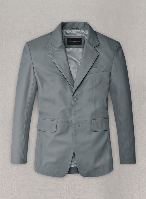 Soft Sherpa Gray Leather Blazer - LeatherCult