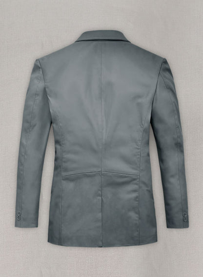 Soft Sherpa Gray Leather Blazer - LeatherCult
