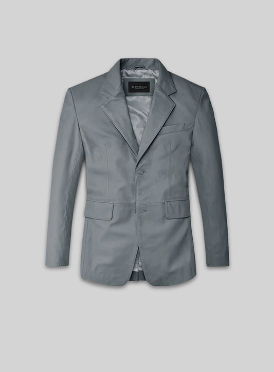 Soft Sherpa Gray Leather Blazer