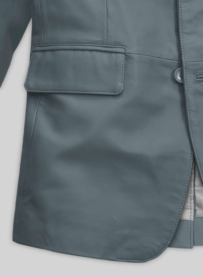 Soft Sherpa Gray Leather Blazer