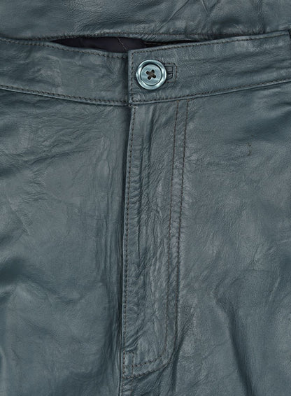 Soft Sherpa Gray Washed & Wax Leather Trousers - LeatherCult