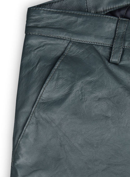 Soft Sherpa Gray Washed & Wax Leather Trousers - LeatherCult