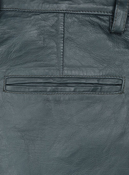 Soft Sherpa Gray Washed & Wax Leather Trousers - LeatherCult