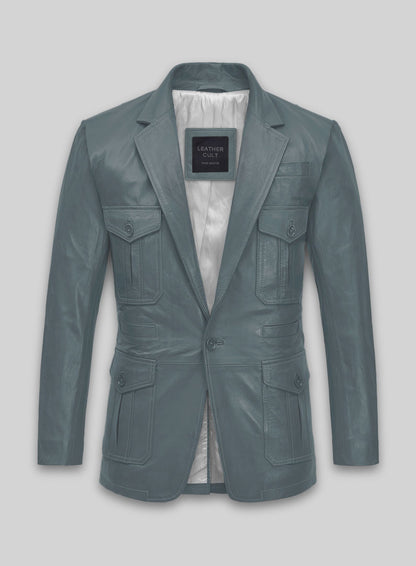 Soft Sherpa Gray Washed and Wax Leather Blazer - #712