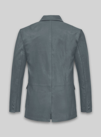 Soft Sherpa Gray Washed and Wax Leather Blazer - #712