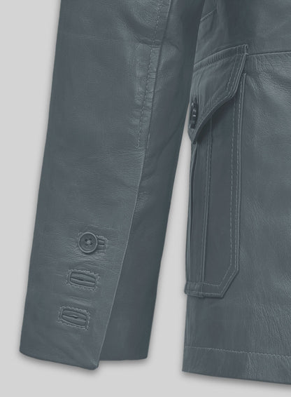 Soft Sherpa Gray Washed and Wax Leather Blazer - #712