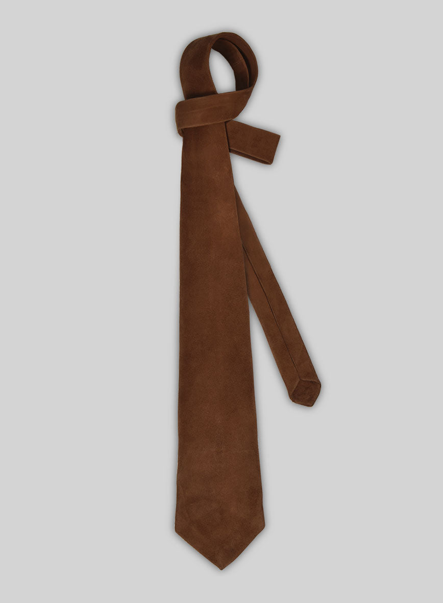 Soft Tan Brown Suede Leather Tie