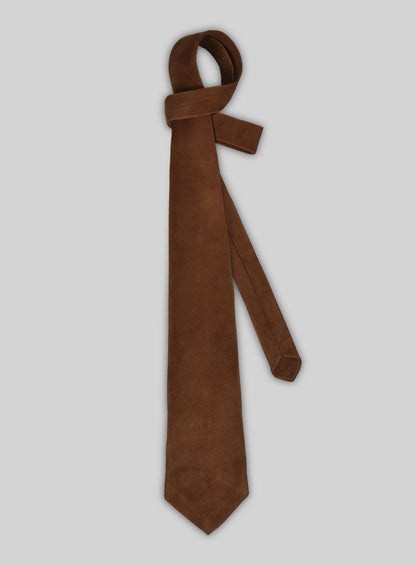 Soft Tan Brown Suede Leather Tie