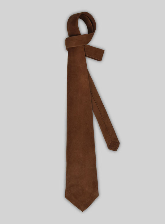 Soft Tan Brown Suede Leather Tie