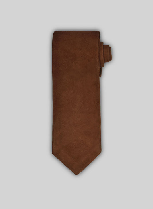 Soft Tan Brown Suede Leather Tie