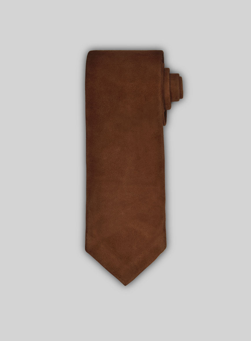 Soft Tan Brown Suede Leather Tie