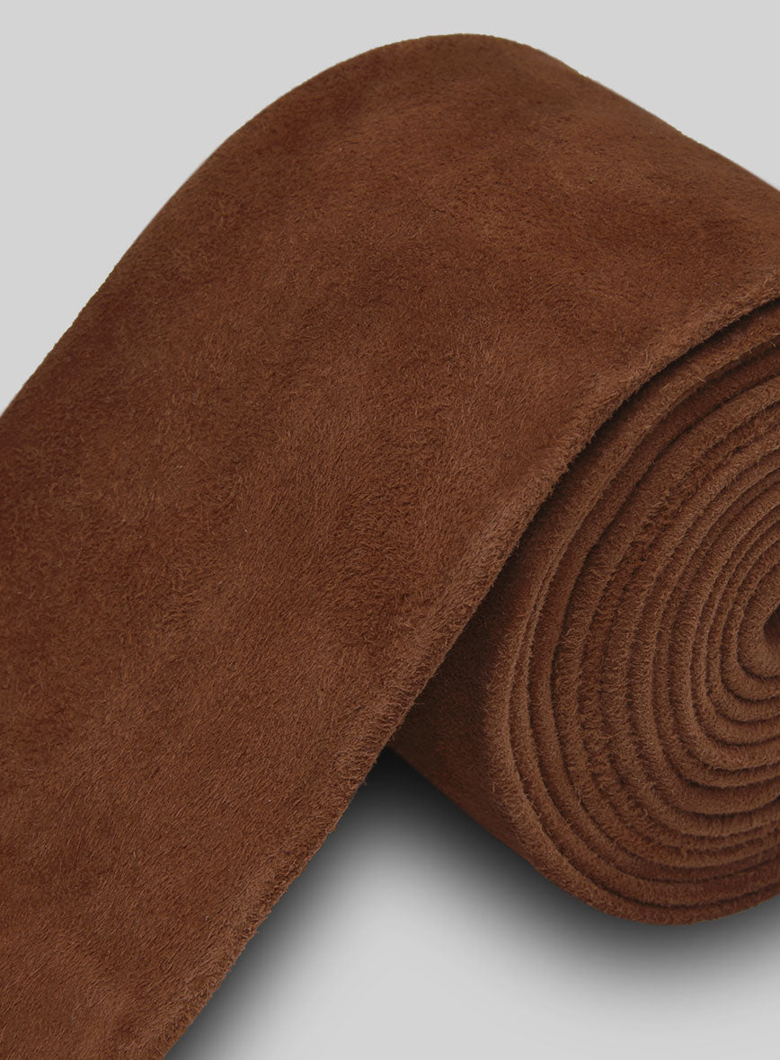 Soft Tan Brown Suede Leather Tie