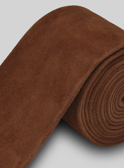 Soft Tan Brown Suede Leather Tie