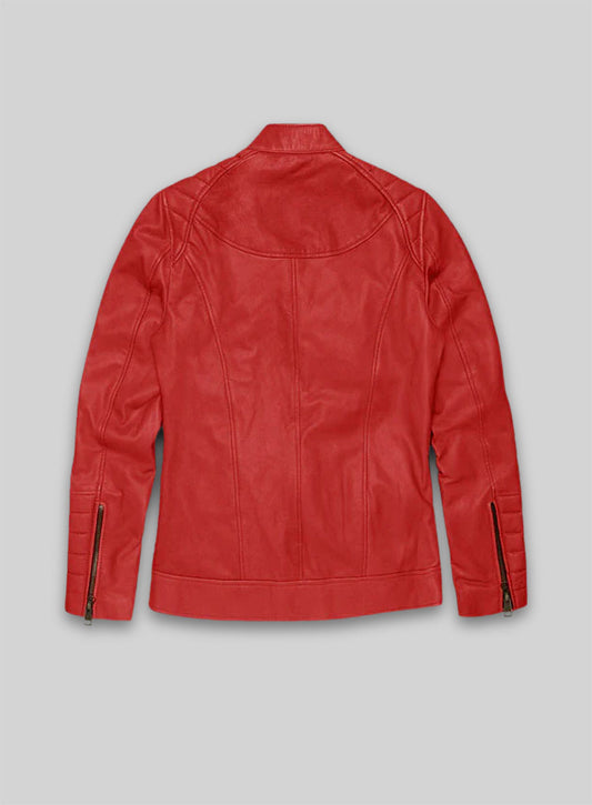 Soft Tango Red Ellie Leather Jacket