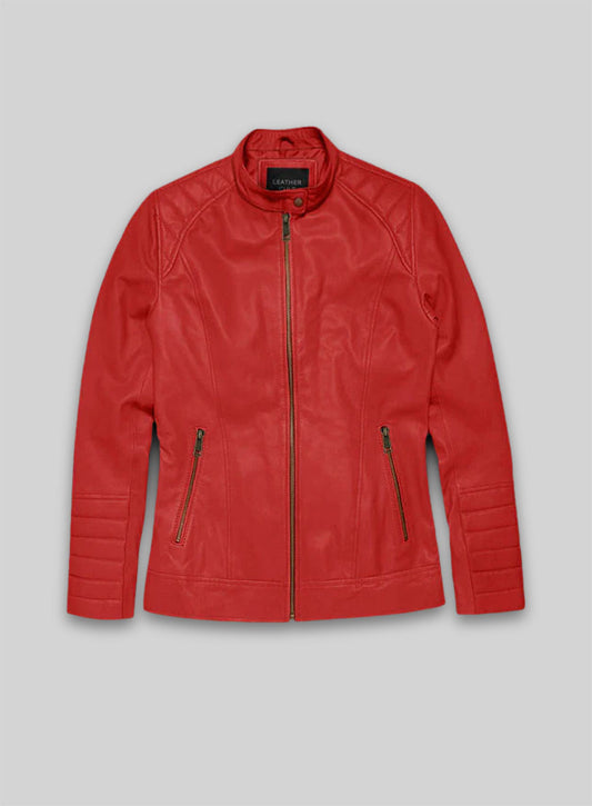 Soft Tango Red Ellie Leather Jacket