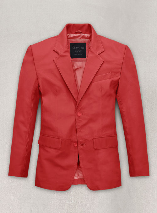 Soft Tango Red Leather Blazer - LeatherCult