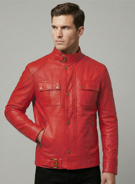 Soft Tango Red Washed & Wax The Expendables Lee Christmas Leather Jacket