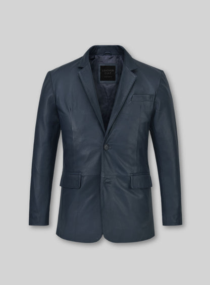 Soft Winsor Blue Leather Blazer