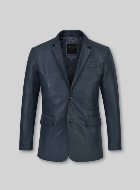Soft Winsor Blue Leather Blazer