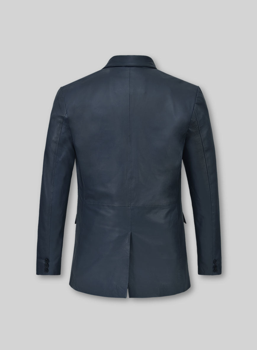 Soft Winsor Blue Leather Blazer