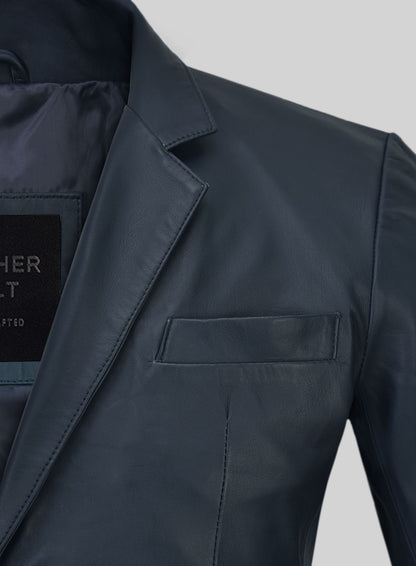 Soft Winsor Blue Leather Blazer