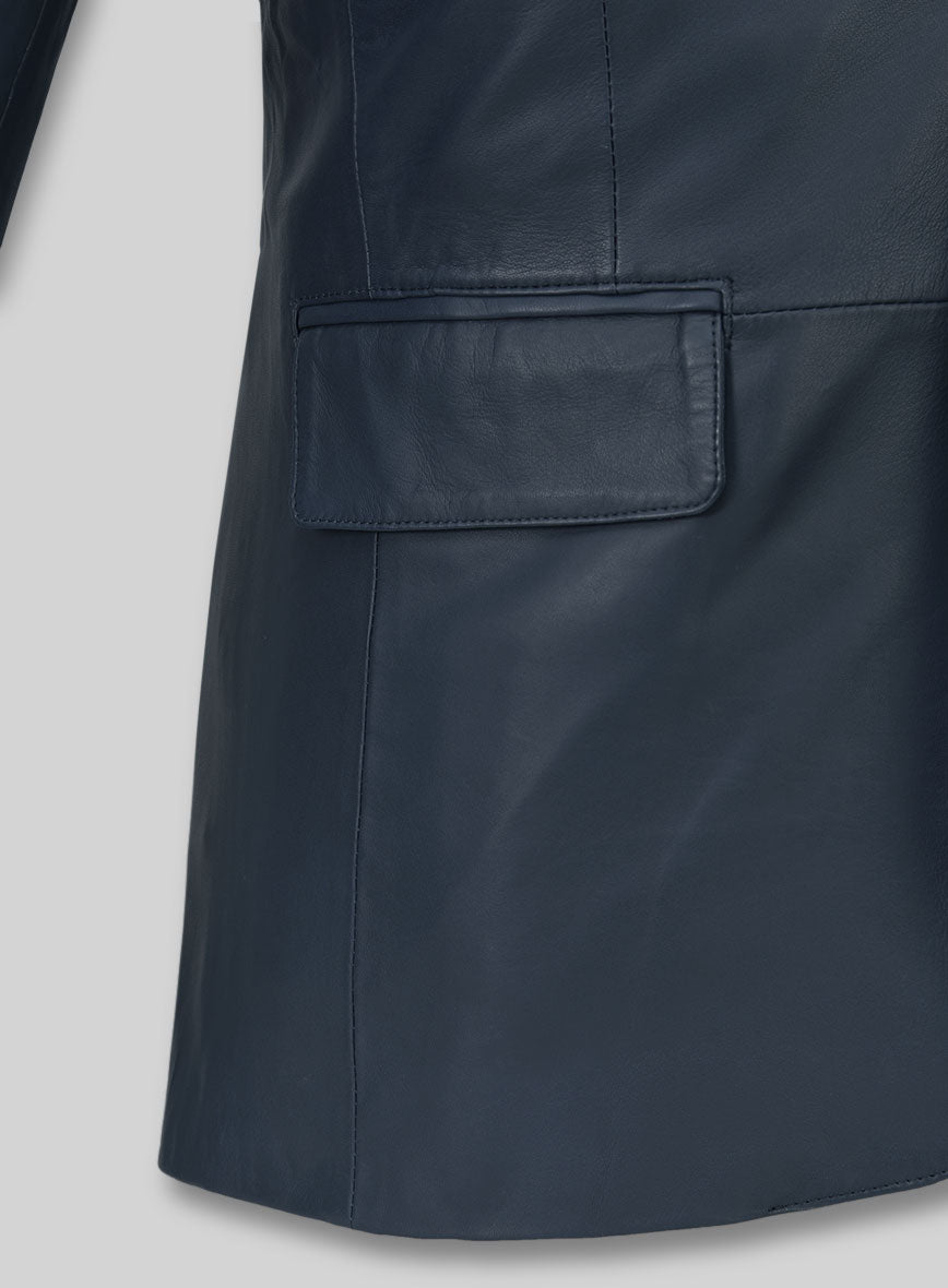 Soft Winsor Blue Leather Blazer