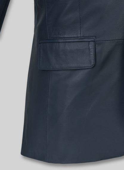 Soft Winsor Blue Leather Blazer