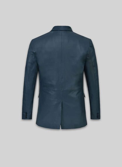 Soft Winsor Blue Leather Blazer