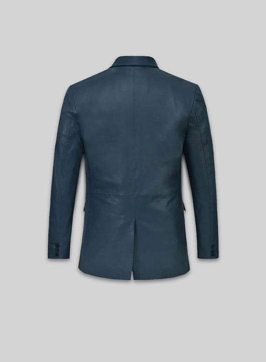 Soft Winsor Blue Leather Blazer