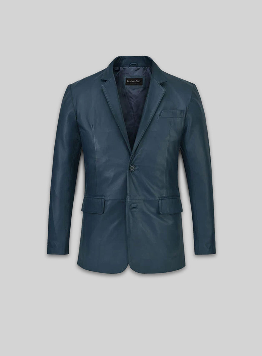 Soft Winsor Blue Leather Blazer