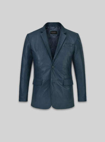 Soft Winsor Blue Leather Blazer