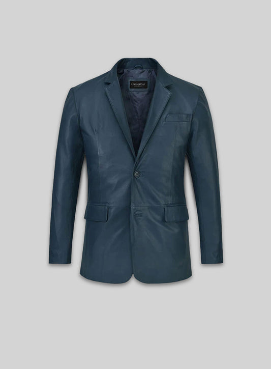 Soft Winsor Blue Leather Blazer