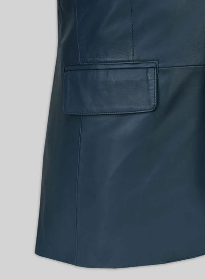 Soft Winsor Blue Leather Blazer