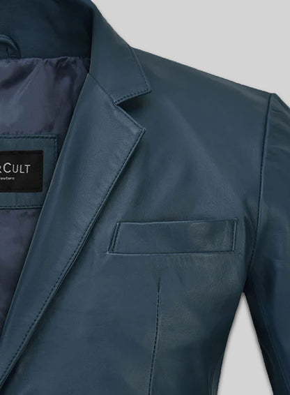 Soft Winsor Blue Leather Blazer
