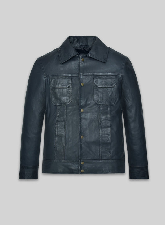 Soft Winsor Blue Lucas Bravo Emily In Paris Leather Jacket