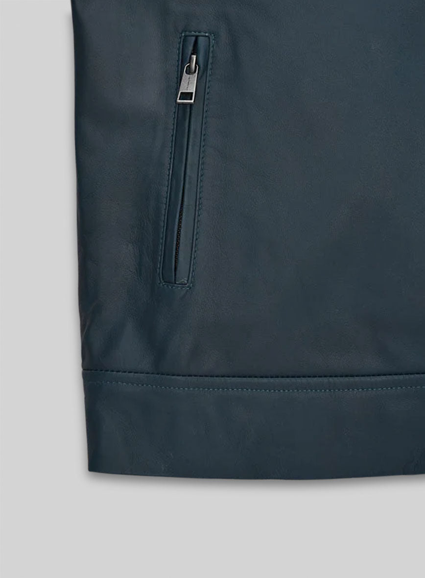 Soft Winsor Blue Michael Fassbender Leather Jacket
