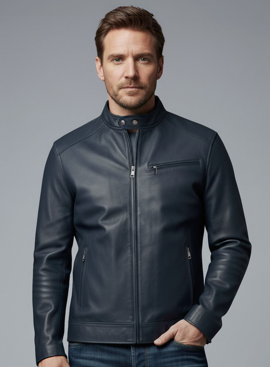 Soft Winsor Blue Michael Fassbender Leather Jacket