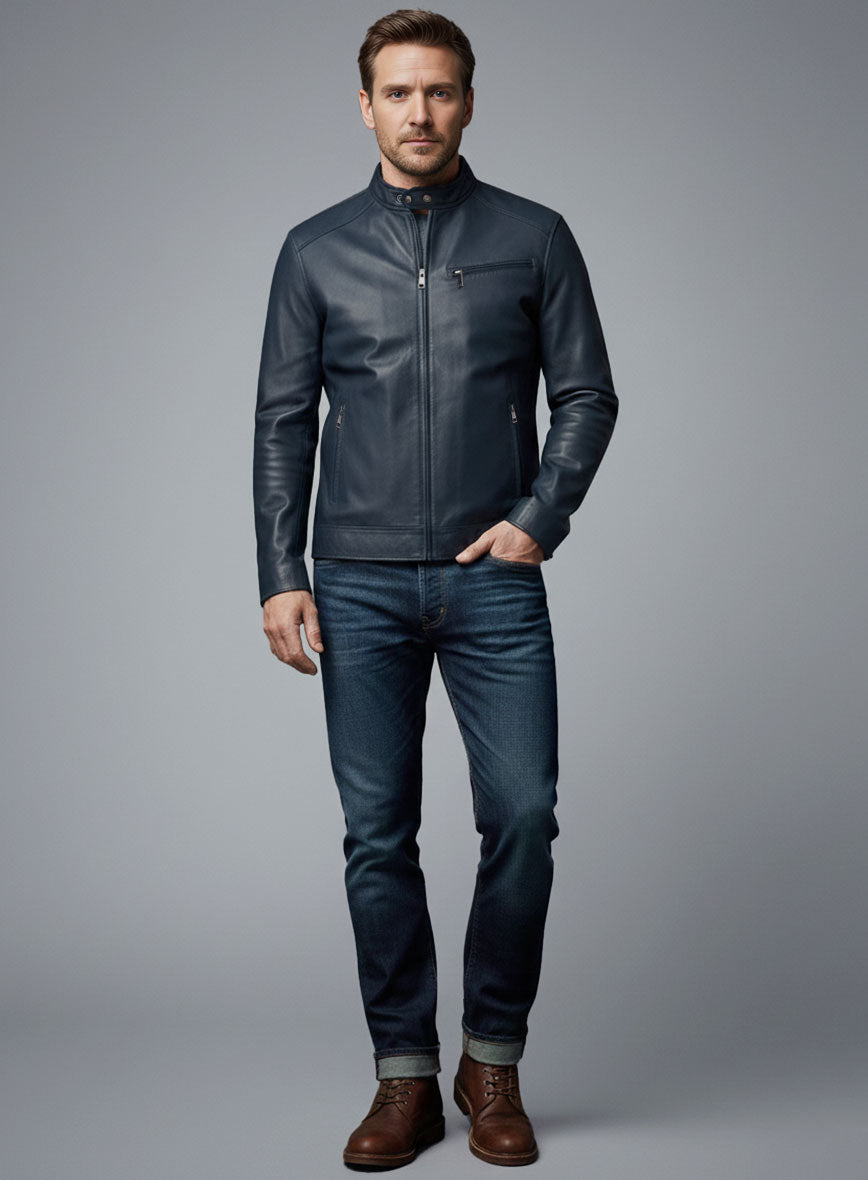 Soft Winsor Blue Michael Fassbender Leather Jacket