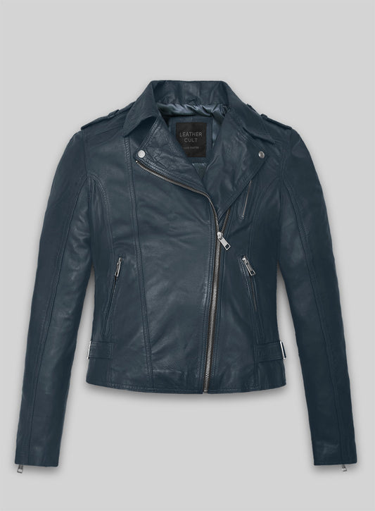 Soft Winsor Blue Washed & Wax Leather Jacket # 267