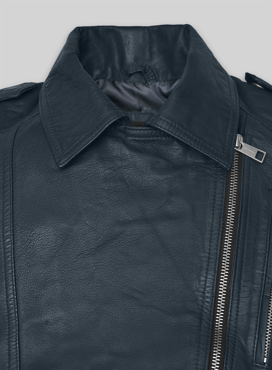 Soft Winsor Blue Washed & Wax Leather Jacket # 267