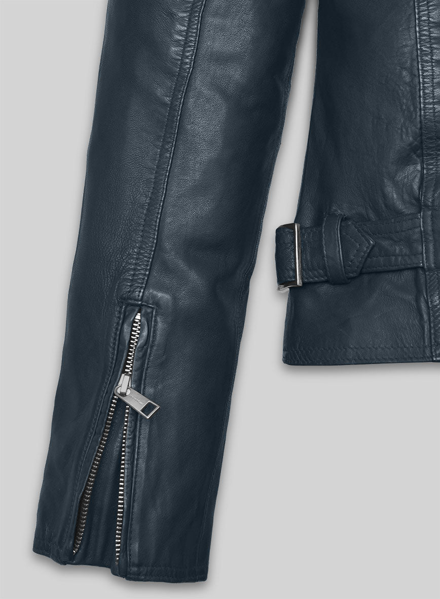 Soft Winsor Blue Washed & Wax Leather Jacket # 267