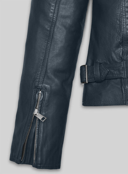 Soft Winsor Blue Washed & Wax Leather Jacket # 267