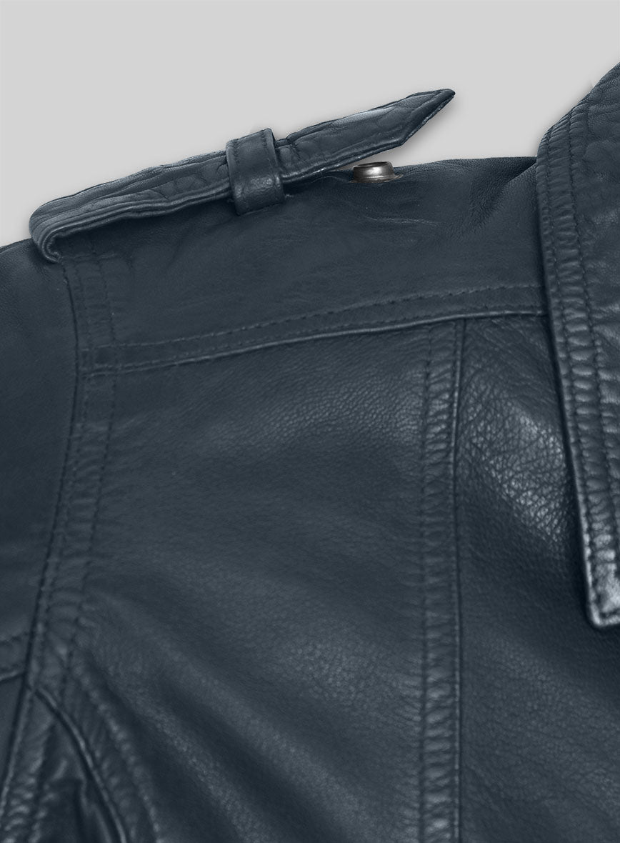 Soft Winsor Blue Washed & Wax Leather Jacket # 267