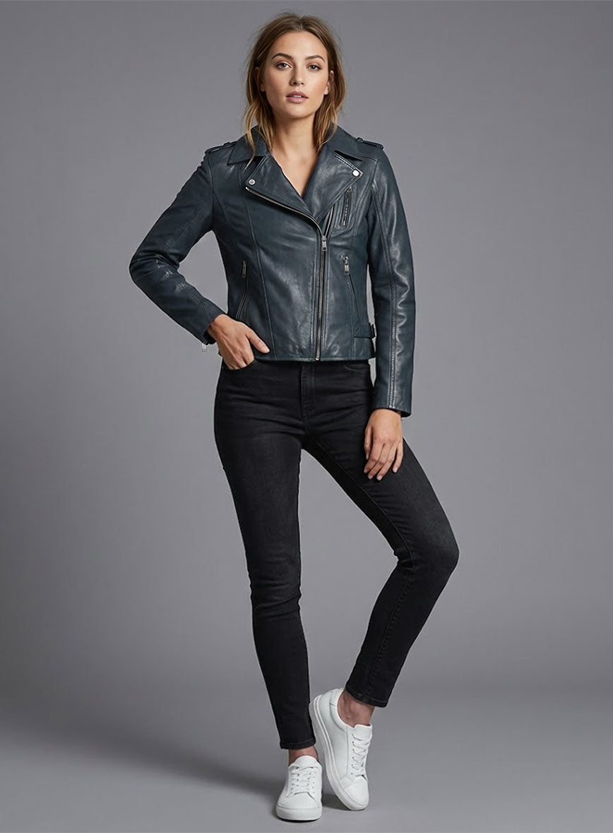 Soft Winsor Blue Washed & Wax Leather Jacket # 267