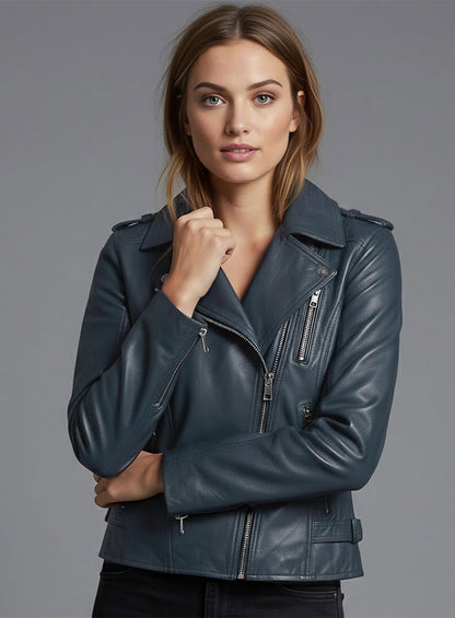 Soft Winsor Blue Washed & Wax Leather Jacket # 267