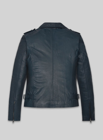 Soft Winsor Blue Washed & Wax Leather Jacket # 267