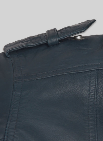 Soft Winsor Blue Washed & Wax Leather Jacket # 267