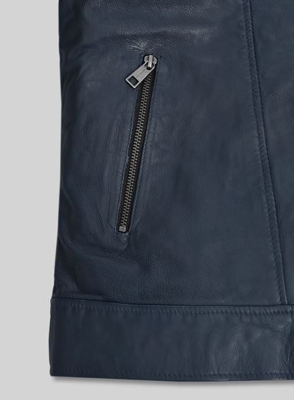 Soft Winsor Blue Washed & Wax Leather Jacket # 237